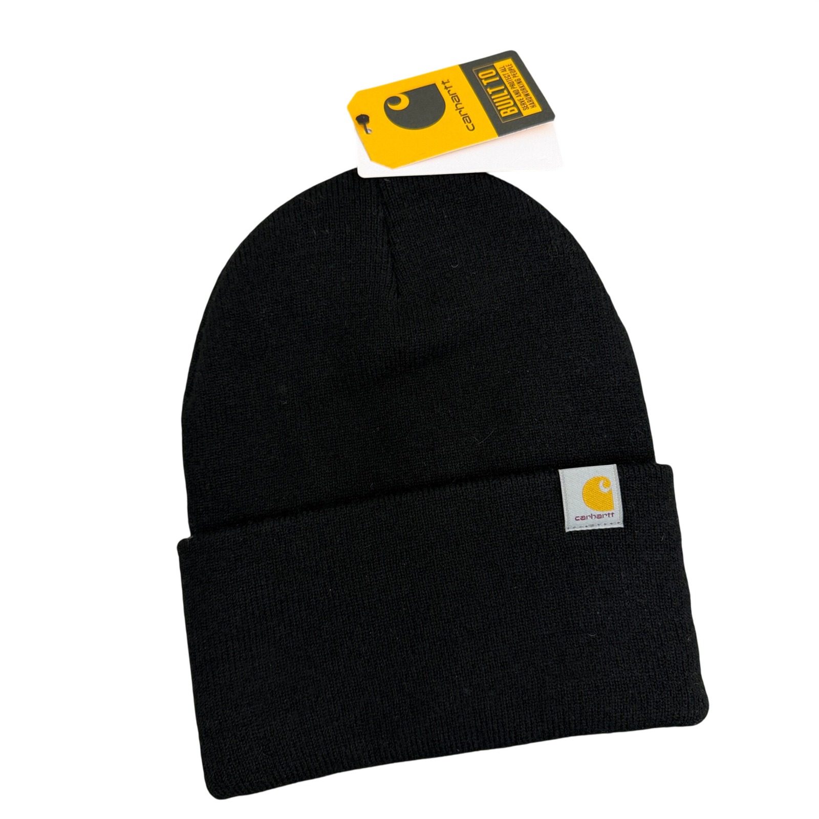 Carhartt Beanie Mens One Size Black Knit Cuffed Beanie 104597-Blk